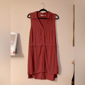 Signature by Reitmans Burnt Orange Sleeveless Button Down Dress with Collar